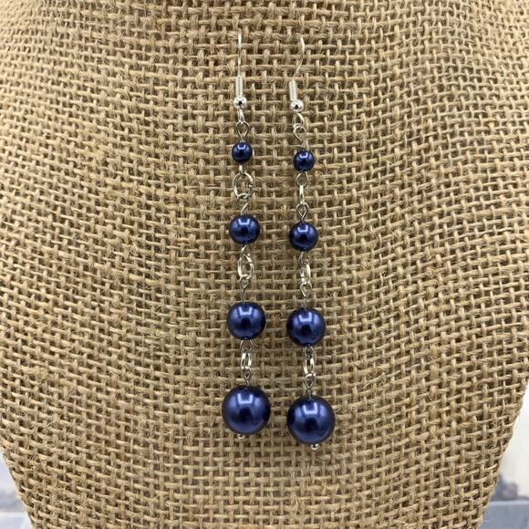 Faux pearl drop earrings silver hypoallergenic - Picture 3 of 6